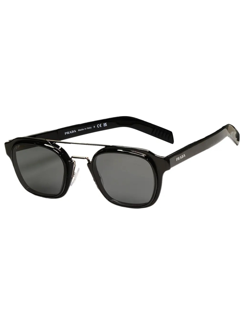 Prada Black Square Sunglasses with Gray Lenses